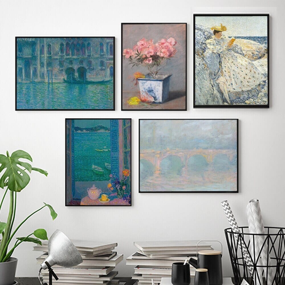 Poster Vintage Venedig Brücke und frau im Kleid als Deko Print ohne Rahmen - justgoodmood