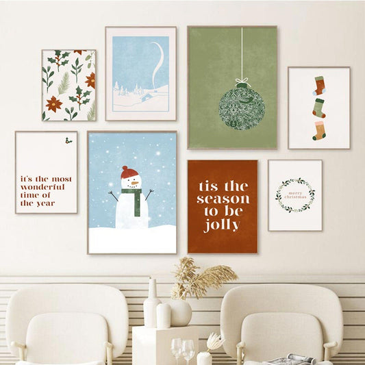 Poster Weihnachtskugel Schneemann Spruch I Wohnkultur| Bilder Wohnzimmer | Wandbilder Schlafzimmer | Deko Print ohne Rahmen | Bilder Set - justgoodmood