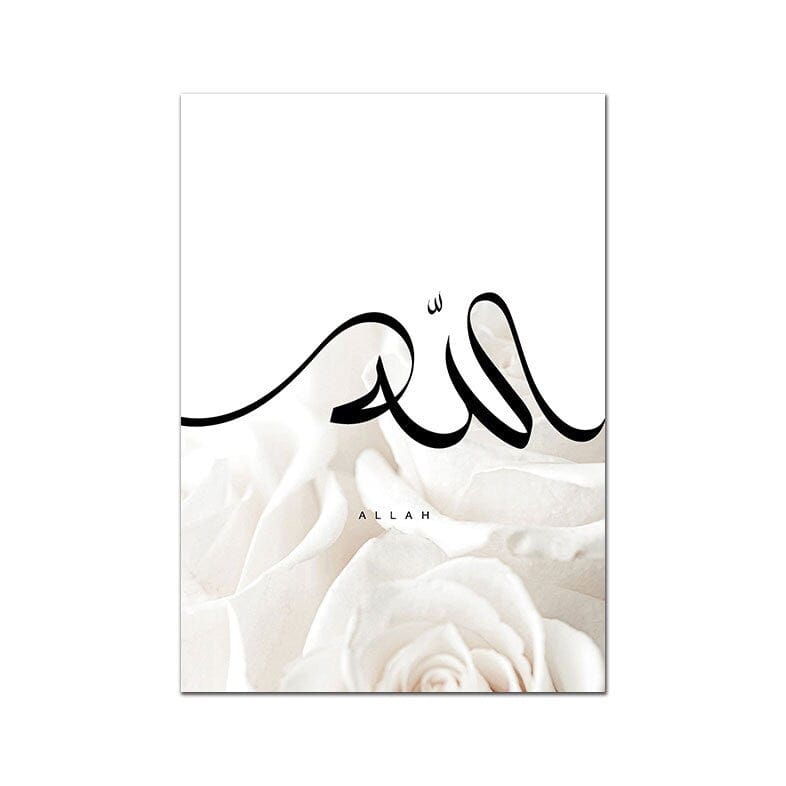 Poster weiße Rosen Islamische Kalligraphie I Wandbilder Wohnzimmer & Schlafzimmer I Deko Print Bilder I ohne Rahmen - justgoodmood