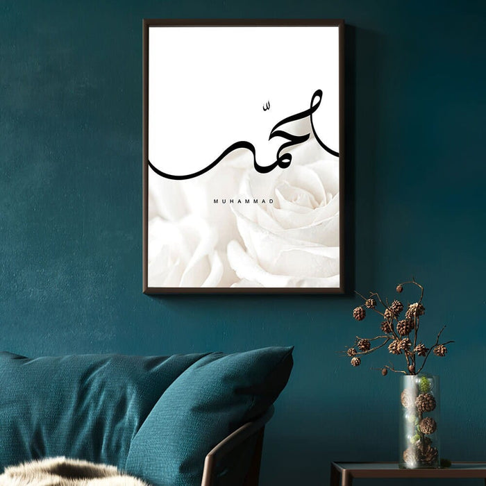 JUSTGOODMOOD Poster weiße Rosen – Edle Wandkunst