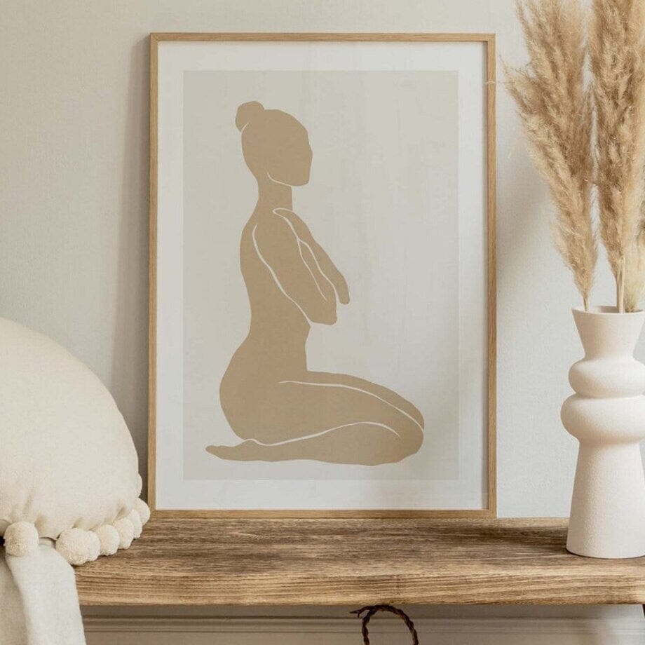 Poster Yoga Abstrakt sitzende Frau und Posen als Deko Print ohne Rahmen - justgoodmood