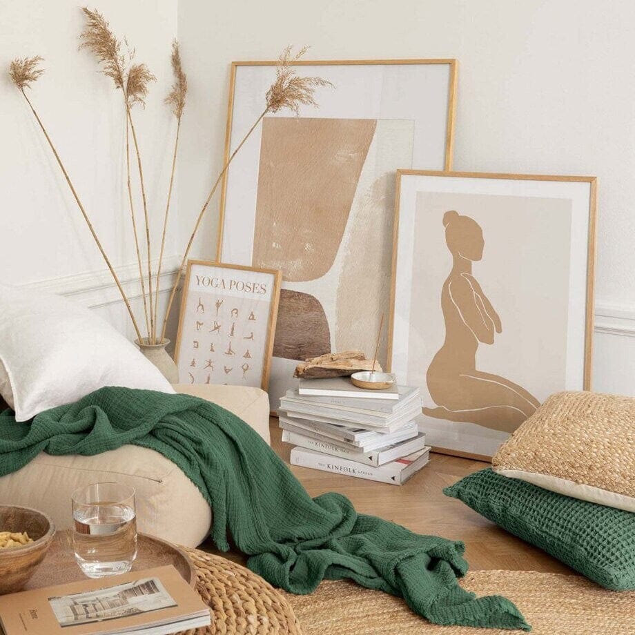 Poster Yoga Abstrakt sitzende Frau und Posen als Deko Print ohne Rahmen - justgoodmood