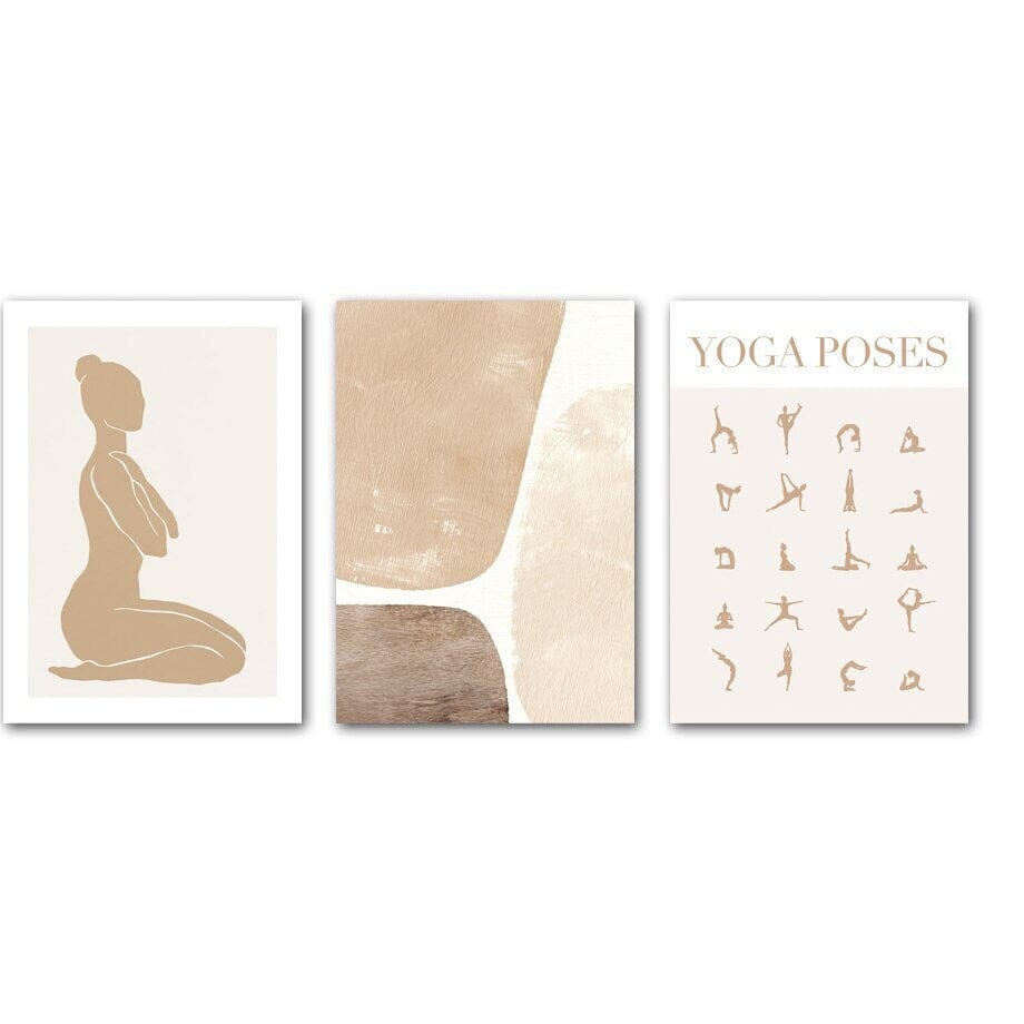 Poster Yoga Abstrakt sitzende Frau und Posen als Deko Print ohne Rahmen - justgoodmood