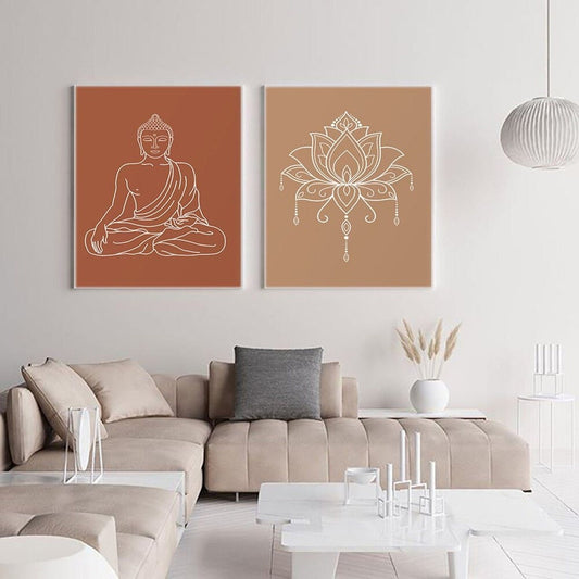 Poster Yoga Mandala Lotus Blume und Hand Fatima als Deko Print ohne Rahmen - justgoodmood